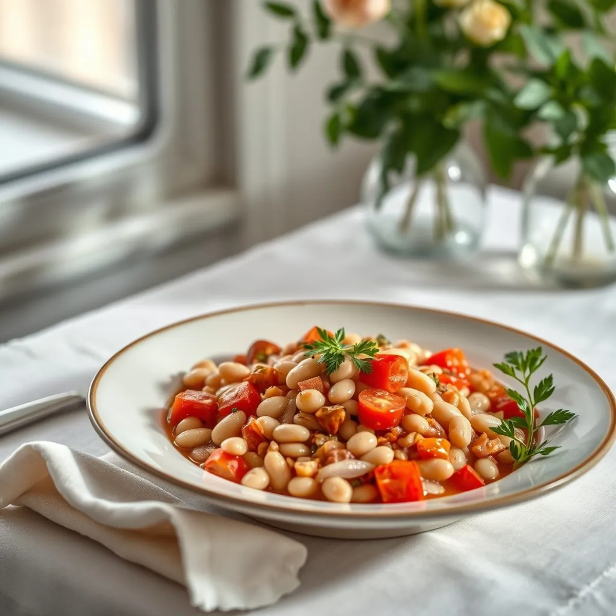 AI-generated photo White bean fasule. AI-generated photo.