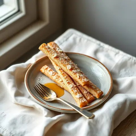 Almond pastry sticks. AI-generated photo.