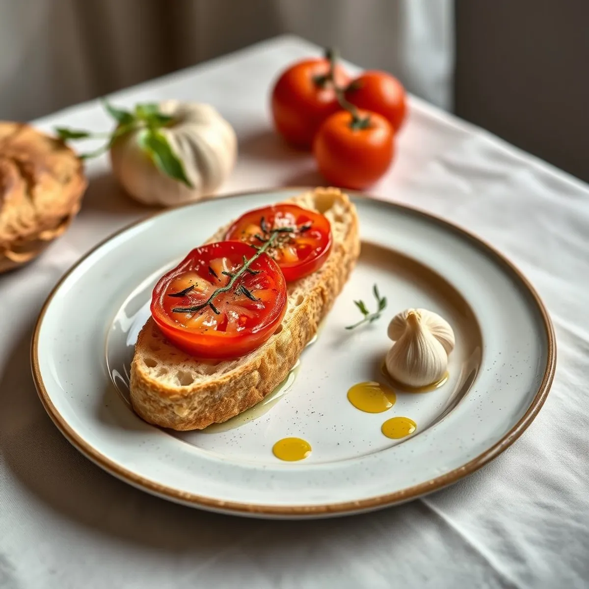 AI-generated photo Tomato bread. AI-generated photo.