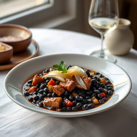 Angolan black beans. AI-generated photo.