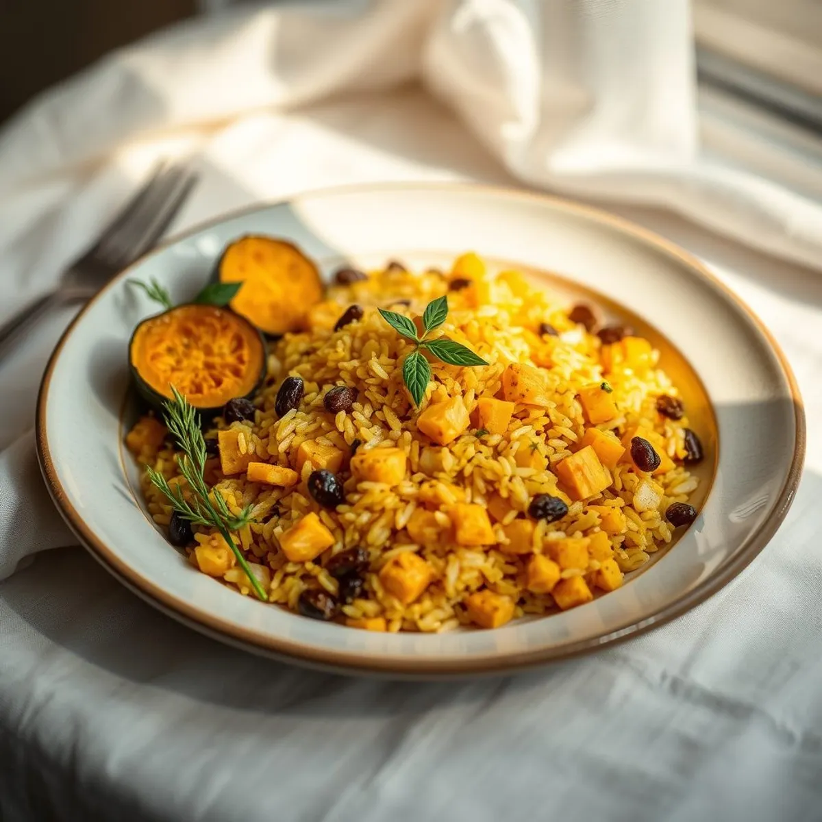 AI-generated photo Baked pumpkin rice. AI-generated photo.