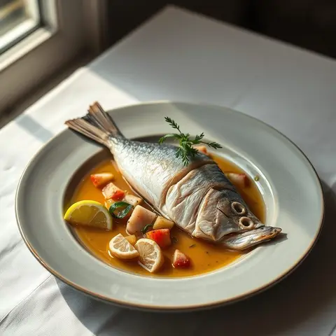 Boil fish. AI-generated photo.