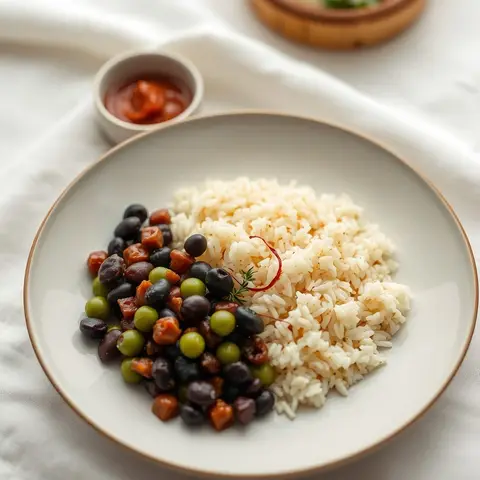 Peas and rice. AI-generated photo.