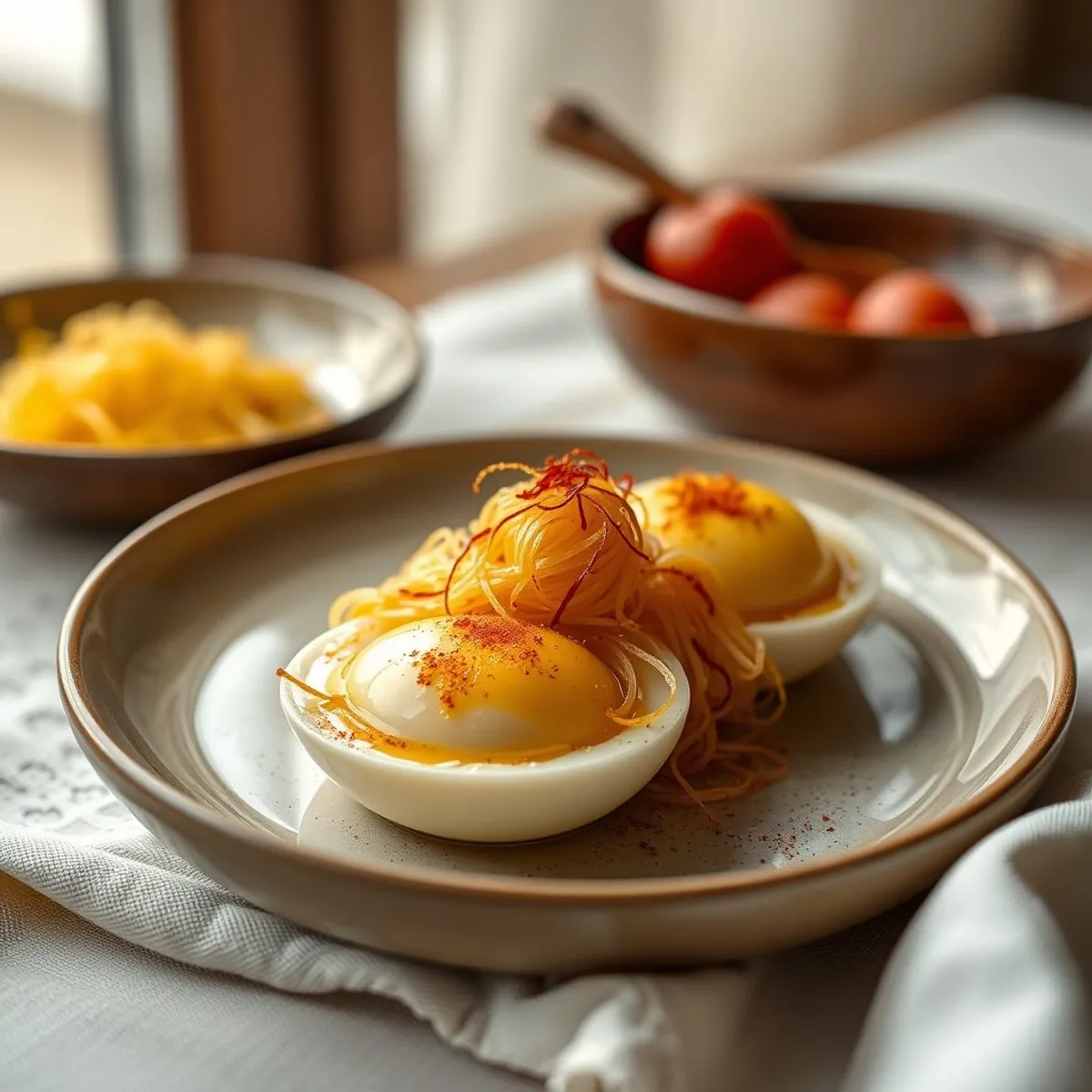 AI-generated photo Sweet vermicelli eggs. AI-generated photo.