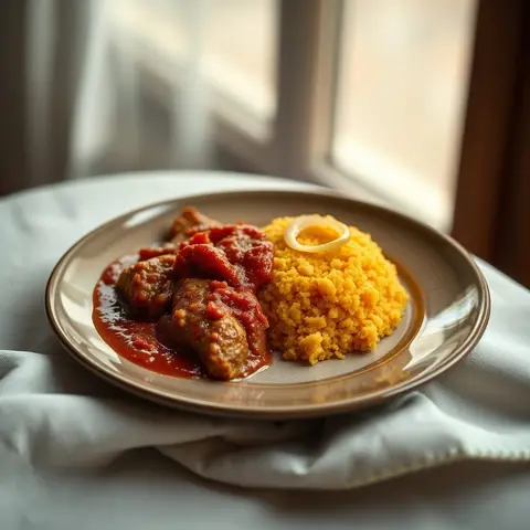 Red cornmeal amiwo. AI-generated photo.