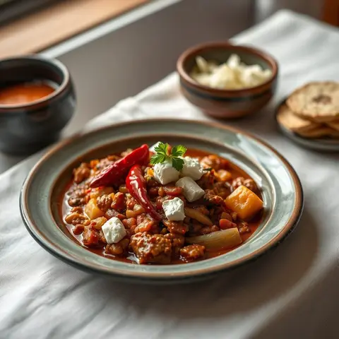 Chili cheese. AI-generated photo.