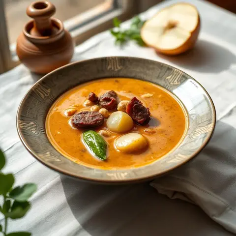 Sopa de maní. AI-generated photo.