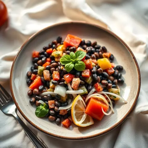 Dinawa · black-eyed bean salad. AI-generated photo.