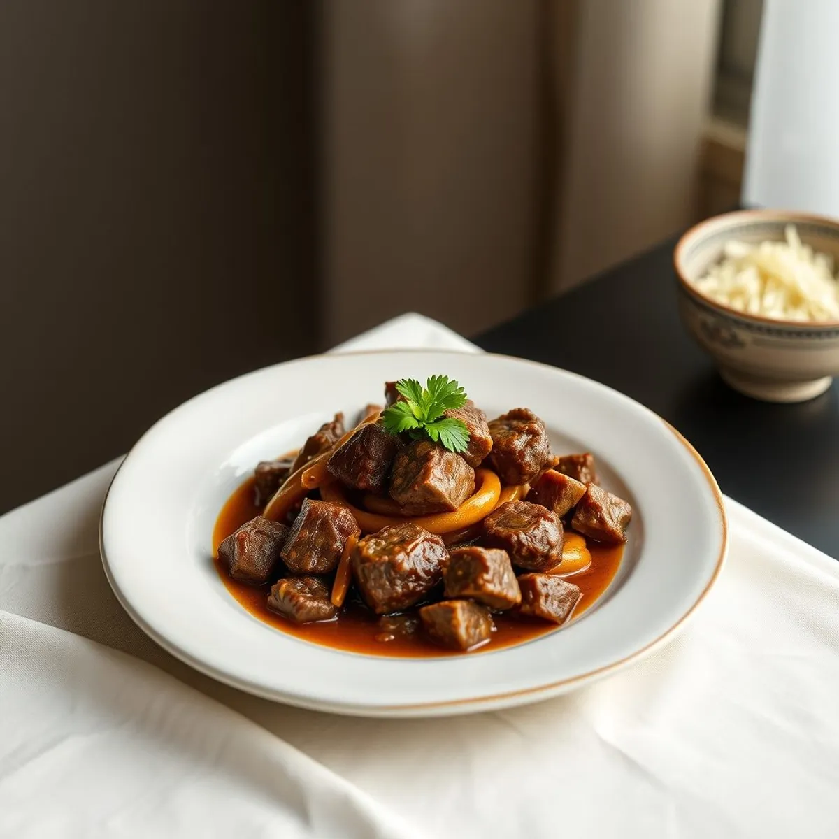 AI-generated photo Brunei beef rendang. AI-generated photo.