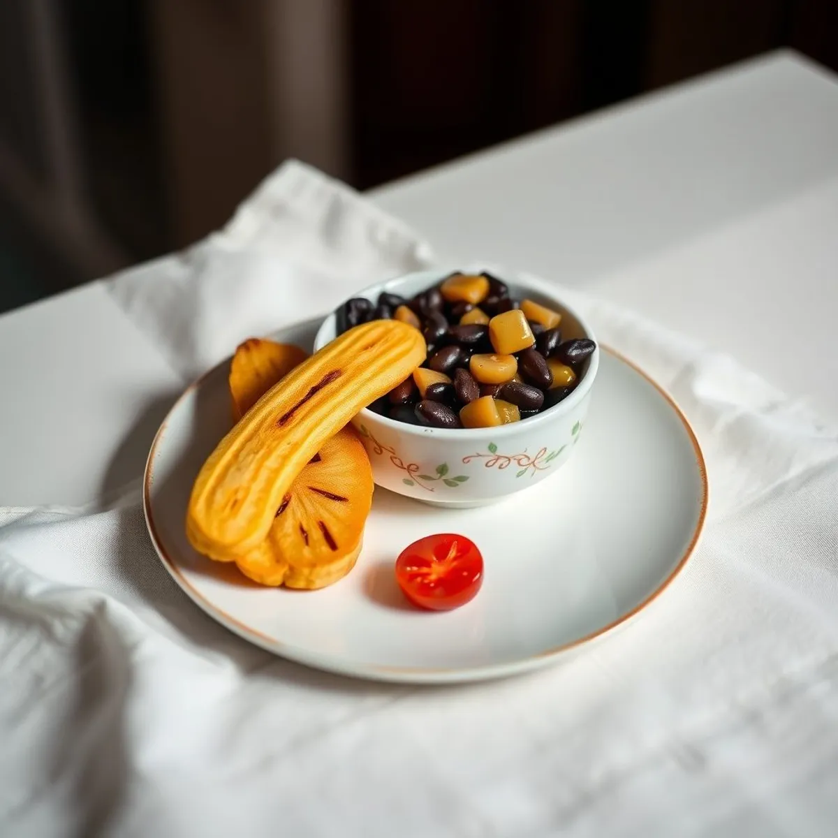 AI-generated photo Beans and plantain. AI-generated photo.