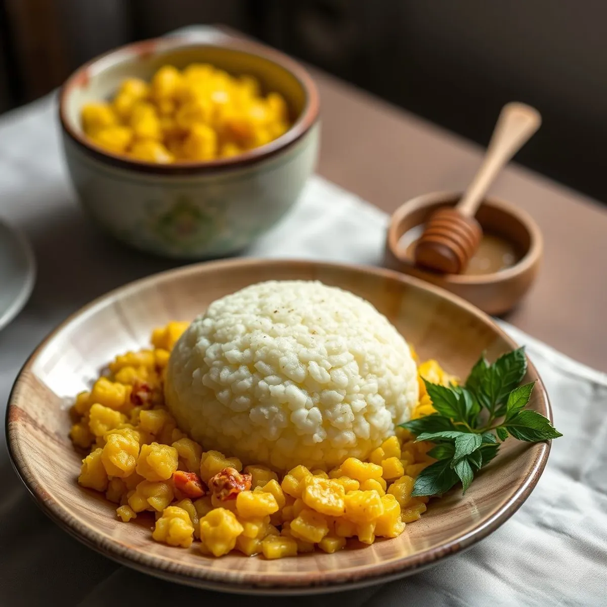AI-generated photo Steamed corn couscous. AI-generated photo.