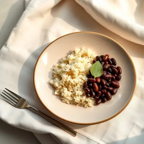 Rice and beans. AI-generated photo.