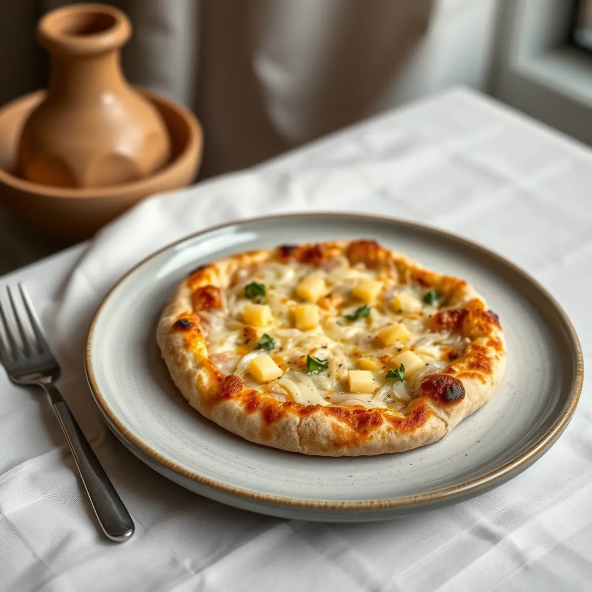 AI-generated photo Cheddar onion pizza. AI-generated photo.