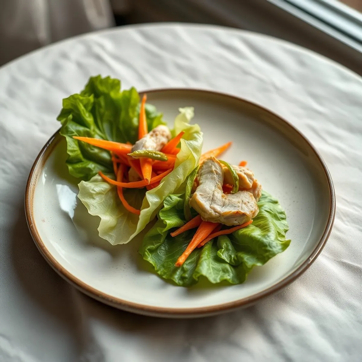 AI-generated photo Chicken lettuce wrap. AI-generated photo.