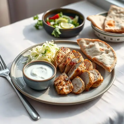 Chicken Shawarma Plate. AI-generated photo.