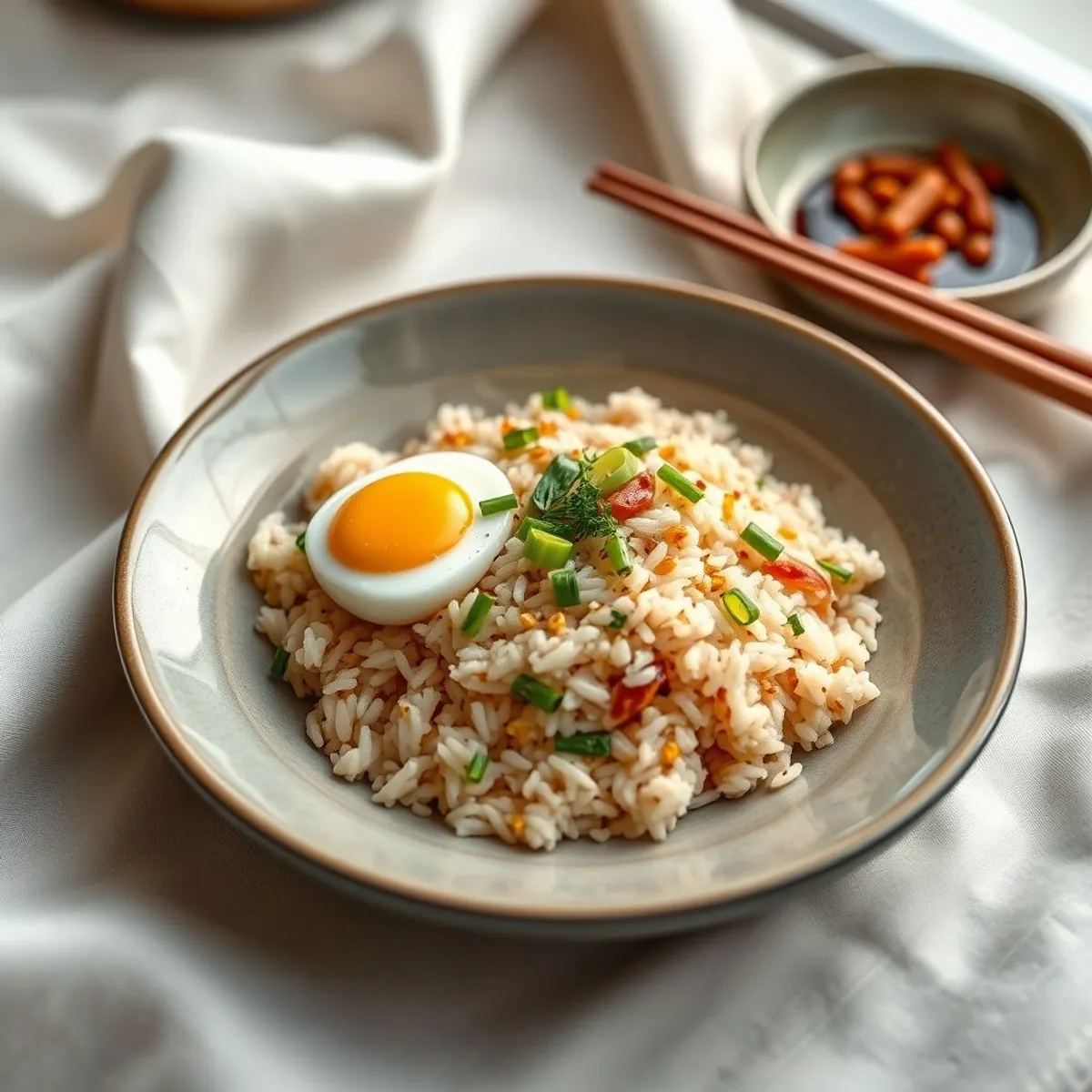 AI-generated photo Egg fried rice. AI-generated photo.