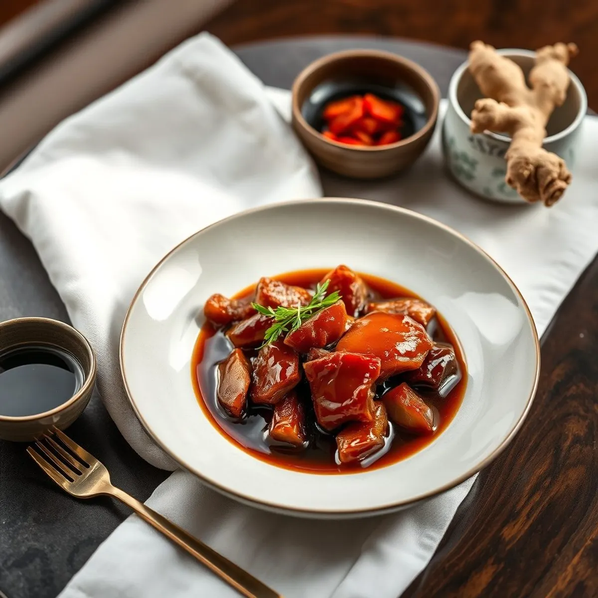 AI-generated photo Red-braised pork. AI-generated photo.