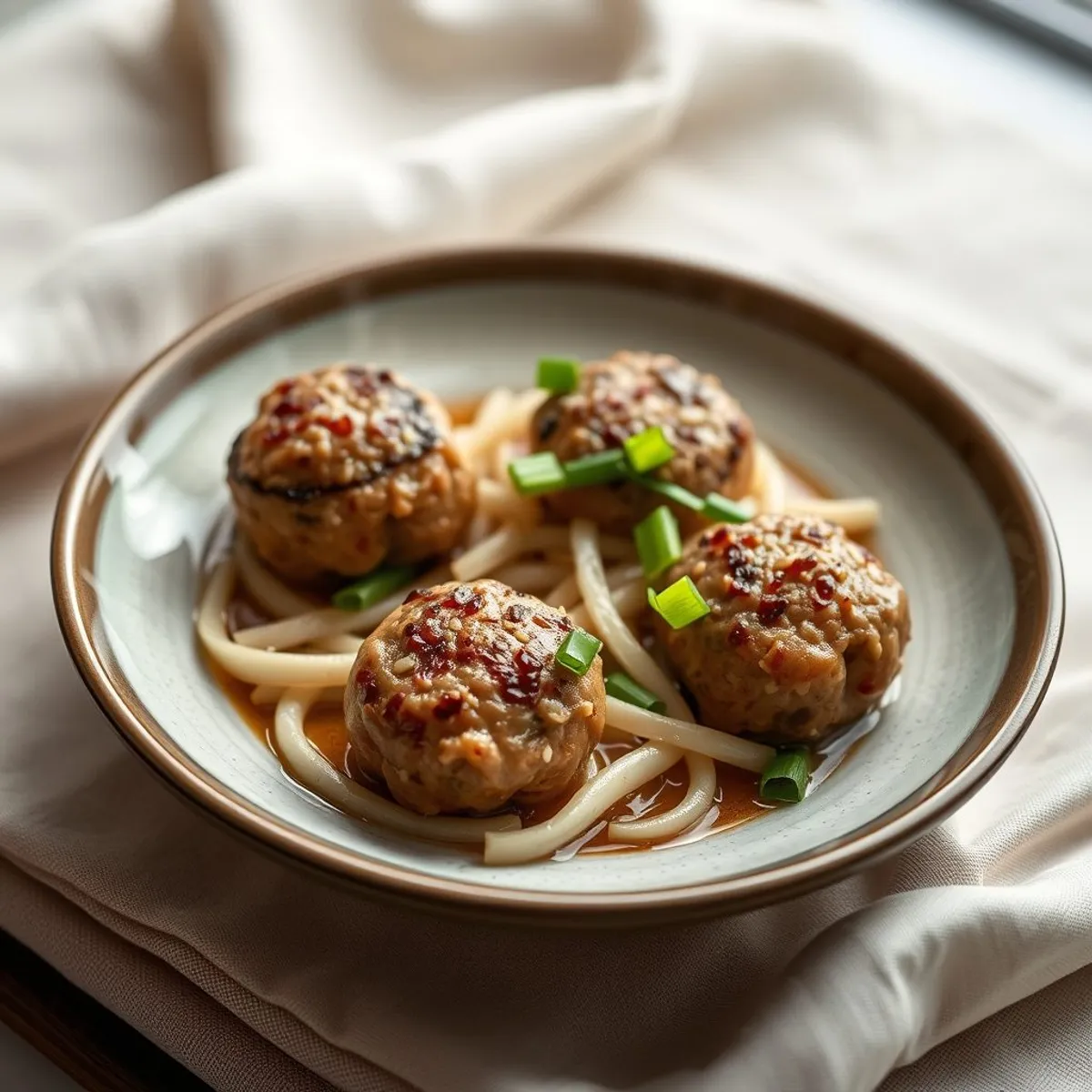 AI-generated photo Lion's head meatballs. AI-generated photo.