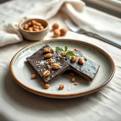 Chocolate nut bark. AI-generated photo.