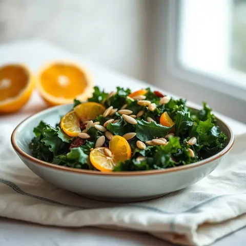 Citrus Kale Salad. AI-generated photo.