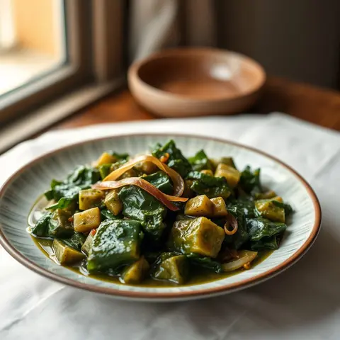 Green banana stew. AI-generated photo.