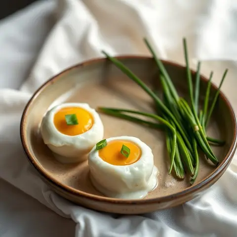 Coconut eggs. AI-generated photo.