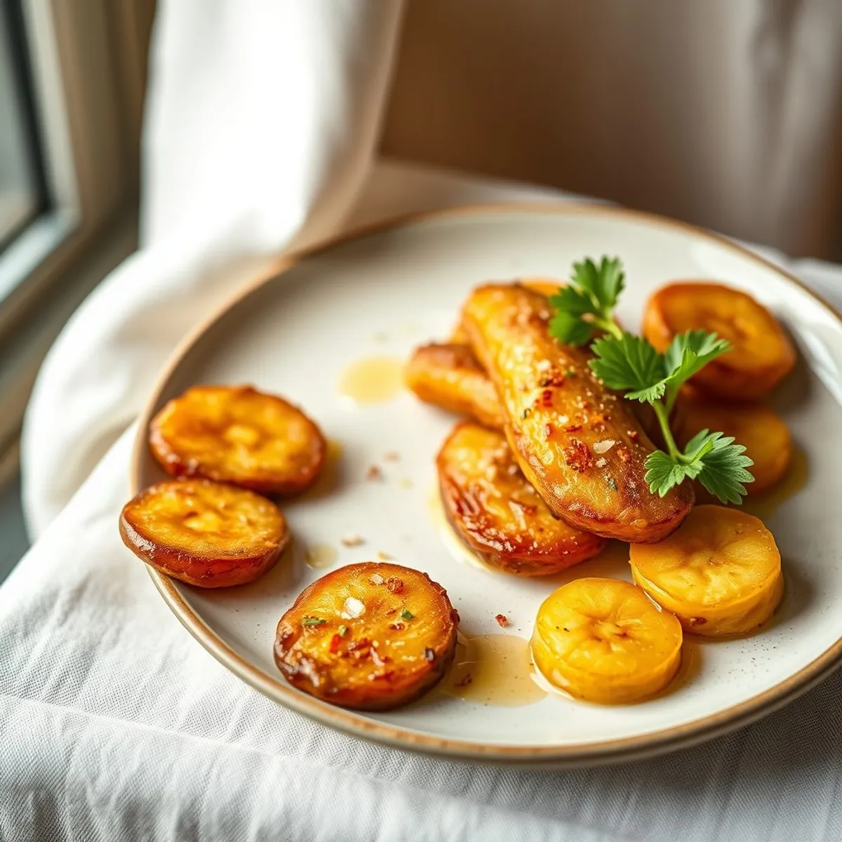 AI-generated photo Fried ripe plantain. AI-generated photo.