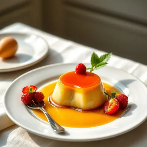 Cuban flan. AI-generated photo.
