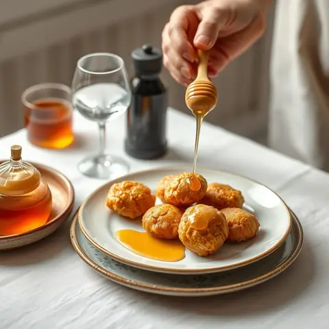 Honey fritters. AI-generated photo.