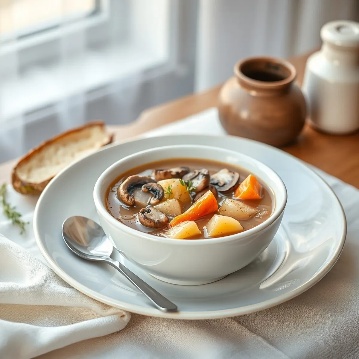 AI-generated photo Potato mushroom soup. AI-generated photo.