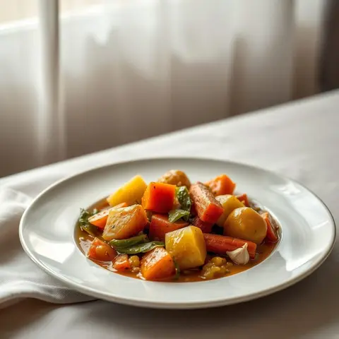 Vegetable stew. AI-generated photo.
