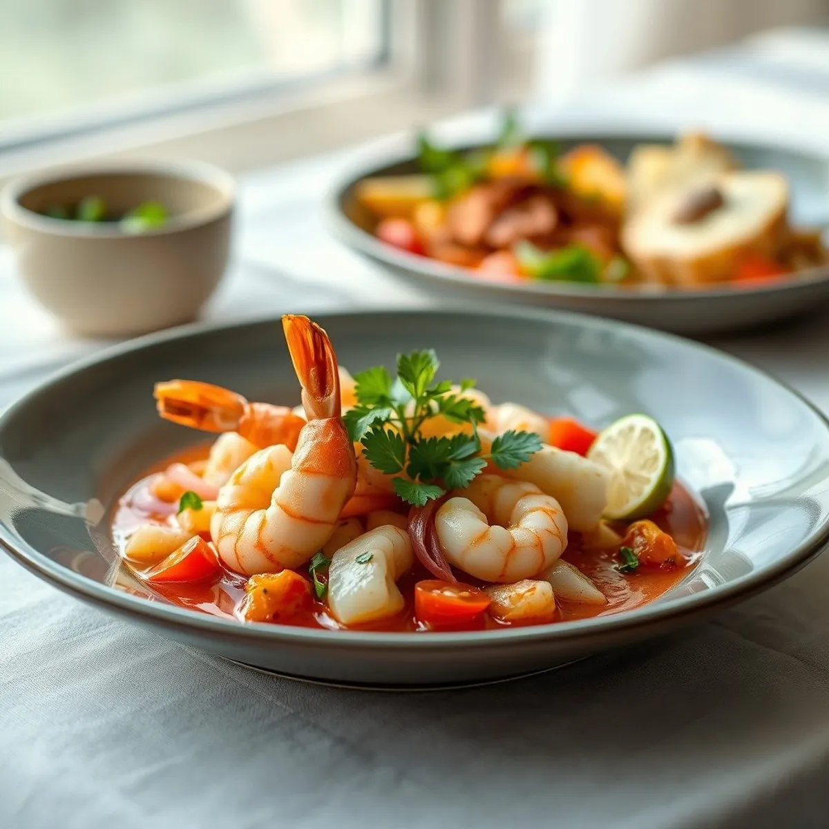 AI-generated photo Shrimp ceviche. AI-generated photo.