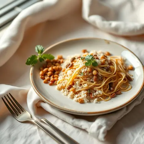 Koshari. AI-generated photo.