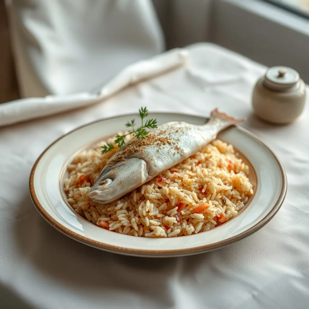 AI-generated photo Fish with rice. AI-generated photo.