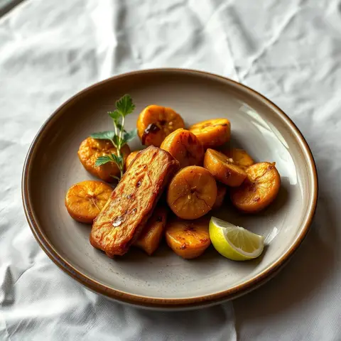 Fried plantain. AI-generated photo.