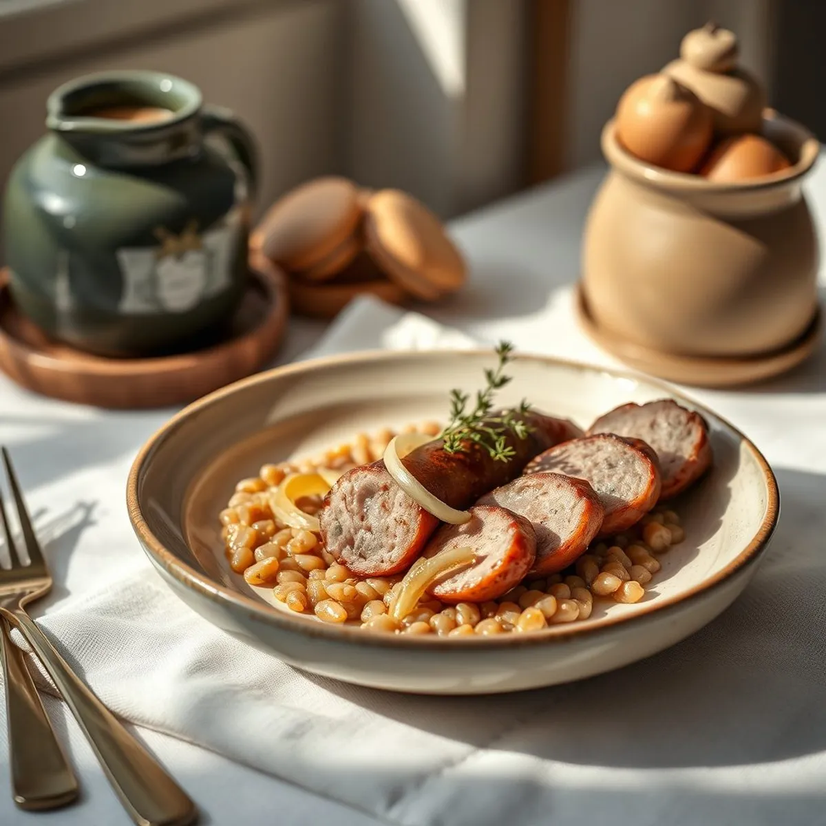 AI-generated photo Tanguvorst · barley sausage. AI-generated photo.