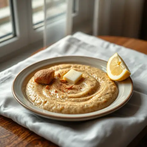 Genfo · teff porridge. AI-generated photo.