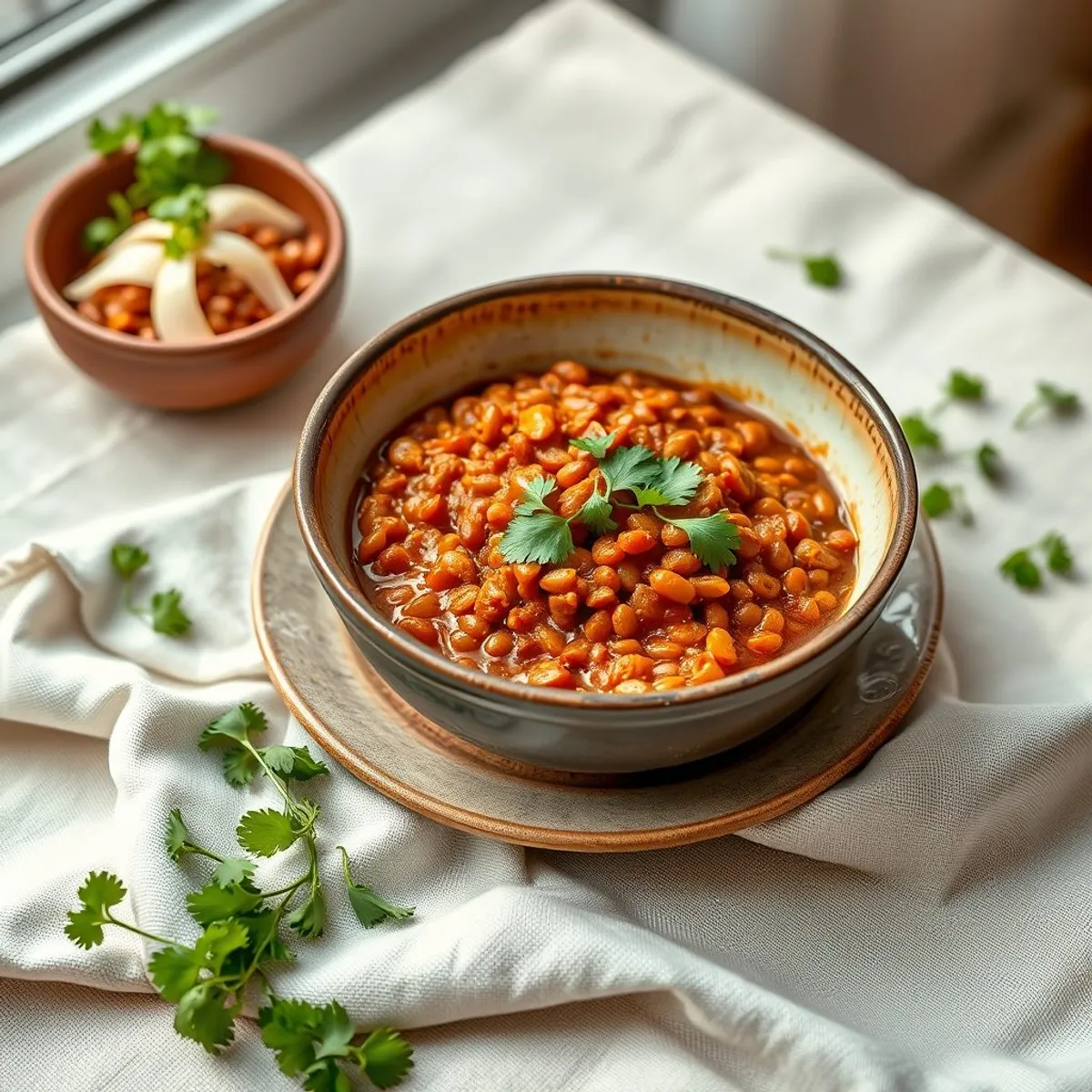 AI-generated photo Misir wot · red lentils. AI-generated photo.