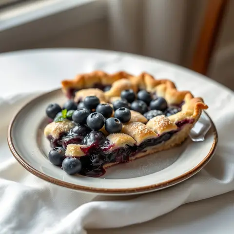 Blueberry pie. AI-generated photo.