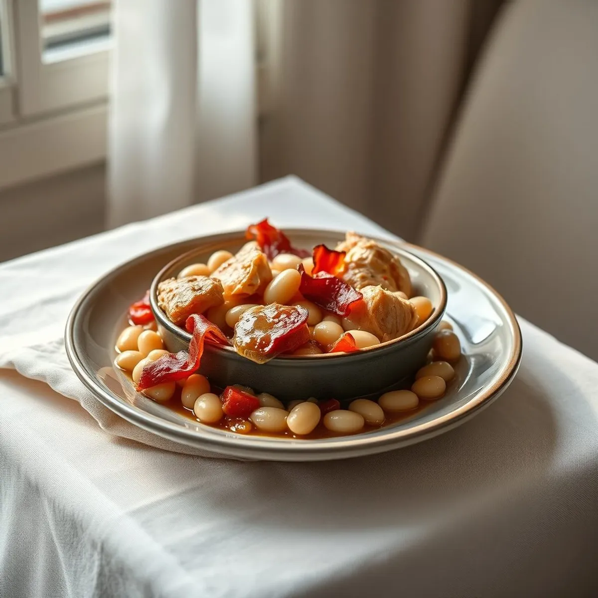 AI-generated photo White bean cassoulet. AI-generated photo.