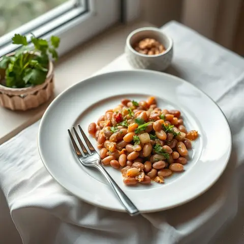 Kidney bean lobio. AI-generated photo.