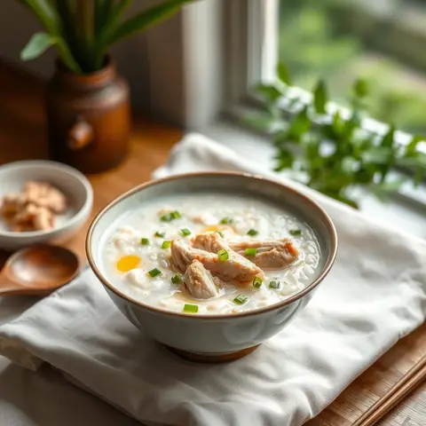 Ginger Chicken Congee. AI-generated photo.