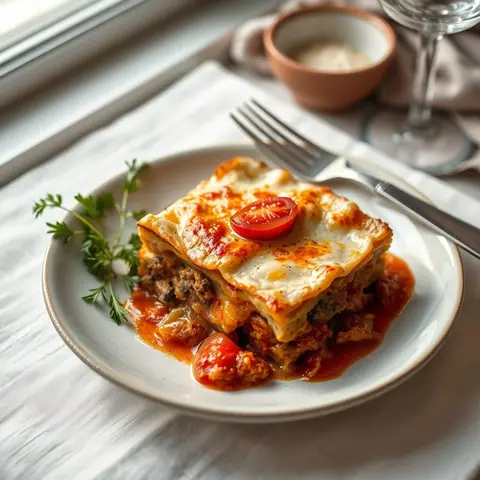 Moussaka. AI-generated photo.