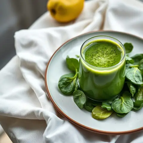 Greens and apple smoothie. AI-generated photo.