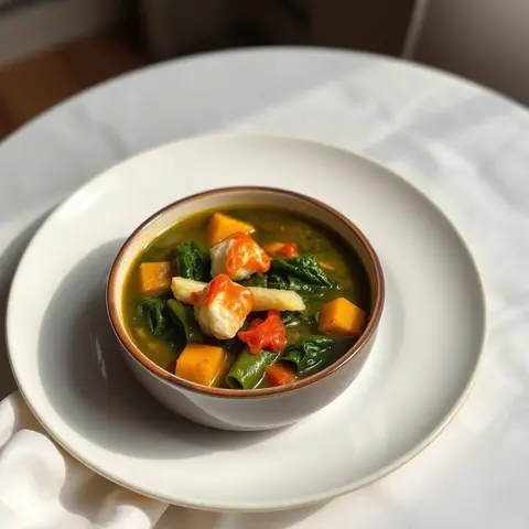 Callaloo soup. AI-generated photo.