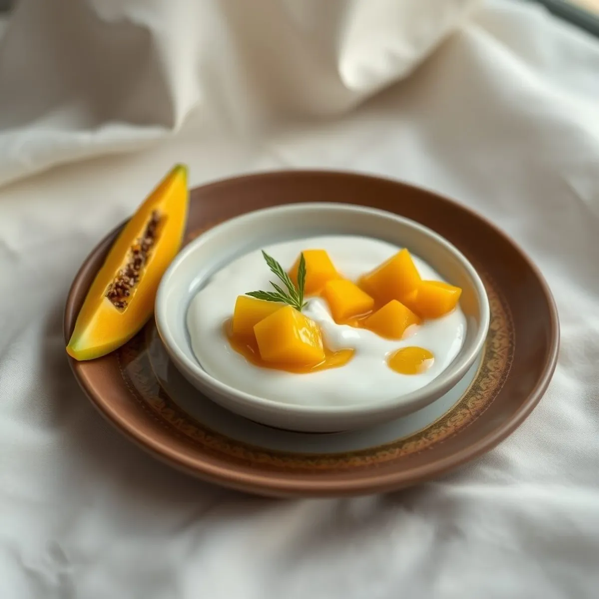 AI-generated photo Papaya missing, mango yogurt. AI-generated photo.