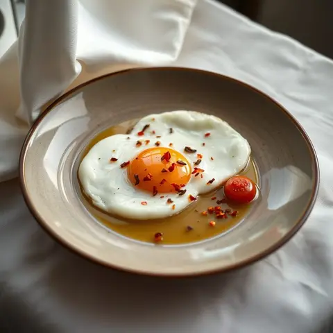 Eggs and chili. AI-generated photo.
