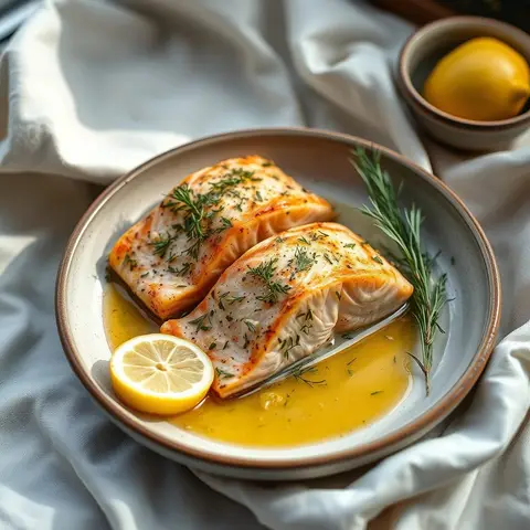 Herb Roasted Salmon. AI-generated photo.