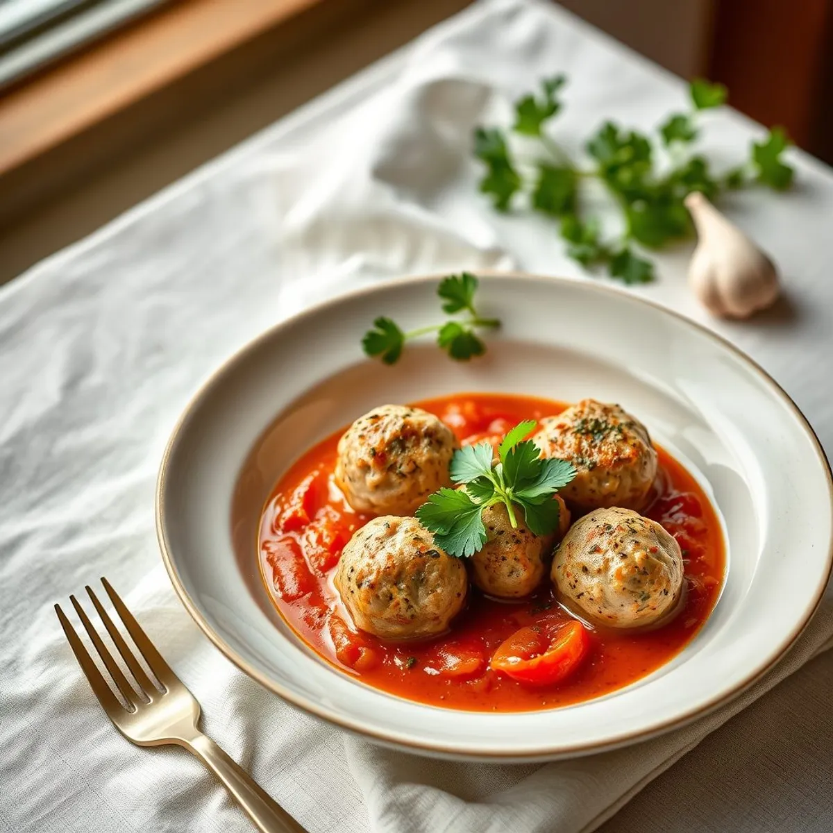 AI-generated photo Herb Turkey Meatballs. AI-generated photo.