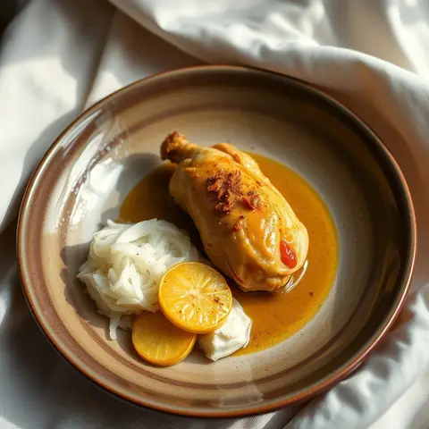 Pollo con tajadas. AI-generated photo.